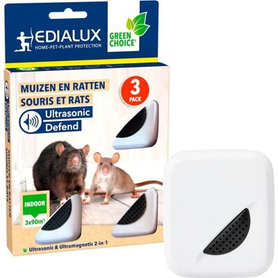 Edialux Ultrasonic Defend - Anti-rongeurs 3-Pack - Usage intérieur - Publicité Edialux Ultrasonic Defend - Anti-rongeurs 3-Pack - Usage intérieur - Publicité
