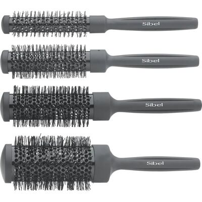 Sibel Hairbrush Set - Nylon, Tourmaline, 4 Diameters - Hairbrush Set Sibel Hairbrush Set - Nylon, Tourmaline, 4 Diameters - Hairbrush Set