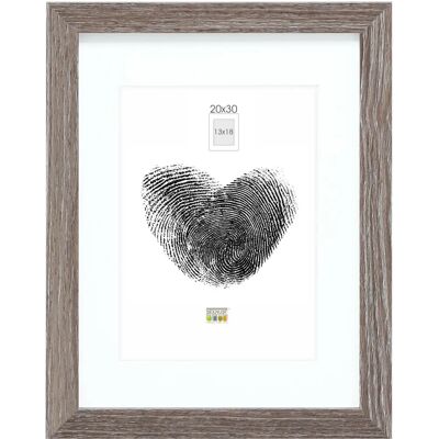 Cadre en Bois Gris Deknudt 20 x 30 cm avec Passepartout - Photo Frame Cadre en Bois Gris Deknudt 20 x 30 cm avec Passepartout - Photo Frame
