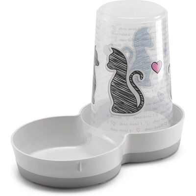 Distributeur d'eau et de nourriture Moderna - Chats Amoureux - 1,5 L - Publicité Distributeur d'eau et de nourriture Moderna - Chats Amoureux - 1,5 L - Publicité