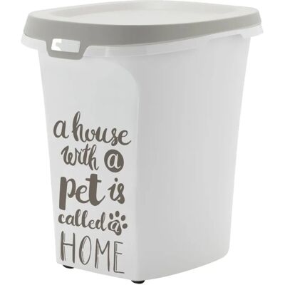 Moderne Voercontainer - 38L - Wit/Taupe - Luchtdicht - Wieltjes Moderne Voercontainer - 38L - Wit/Taupe - Luchtdicht - Wieltjes