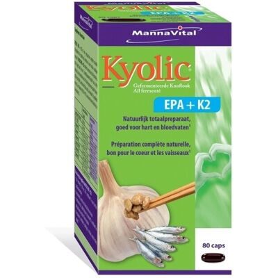 Mannavital Kyolic EPA & K2 - Vitamines, Ail fermenté, Huile de poisson Mannavital Kyolic EPA & K2 - Vitamines, Ail fermenté, Huile de poisson