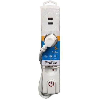 Multiprise Prolight - 3 Prises, 2 USB, Câble 1,5M - Usage Intérieur - Publicité Multiprise Prolight - 3 Prises, 2 USB, Câble 1,5M - Usage Intérieur - Publicité