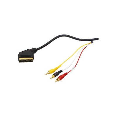 Valueline 21-polige SCART naar 3 RCA kabel - 1,5m Zwart Valueline 21-polige SCART naar 3 RCA kabel - 1,5m Zwart