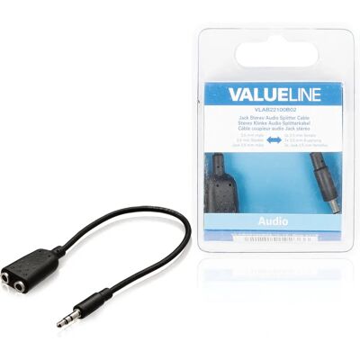 Valueline VLAB22100B02 Audio Kabel - 0,2m - Zwart Valueline VLAB22100B02 Audio Kabel - 0,2m - Zwart