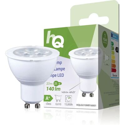 HQ HQLGU10MR16001 LED-lamp - 2,5W, 140 Lumen, Warm Wit HQ HQLGU10MR16001 LED-lamp - 2,5W, 140 Lumen, Warm Wit