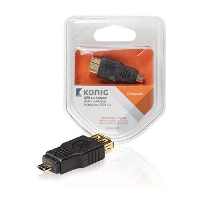 König USB Micro B - USB A M/F Antrasitt - USB Adapter König USB Micro B - USB A M/F Antrasitt - USB Adapter