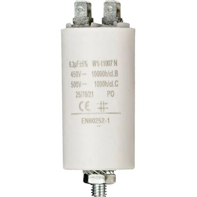 Fixapart W1-11007N Kondensator - 6,3uF, 450V, Weiß - Kondensator für Motoren Fixapart W1-11007N Kondensator - 6,3uF, 450V, Weiß - Kondensator für Motoren