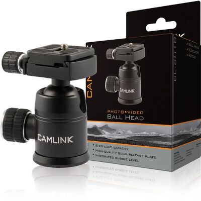 Accessoire de trépied CamLink CL-BH10 - Tête sphérique avec niveau à bulle Accessoire de trépied CamLink CL-BH10 - Tête sphérique avec niveau à bulle