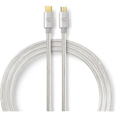 Nedis USB Kaapeli - 3m - USB 2.0 - Alumiiniumi - Micro-USB B, USB C - Synkronointi ja Lataus Nedis USB Kaapeli - 3m - USB 2.0 - Alumiiniumi - Micro-USB B, USB C - Synkronointi ja Lataus