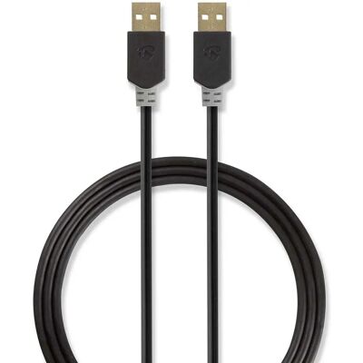 Nedis CCBW60000AT20 USB-kabel - 2m - USB 2.0 - Antracit - Rund Nedis CCBW60000AT20 USB-kabel - 2m - USB 2.0 - Antracit - Rund