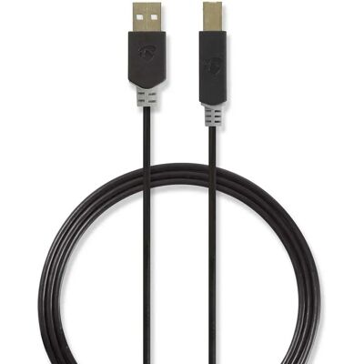 Nedis CCBW60100AT20 USB-kabel - 2m - USB 2.0 - Antracit Nedis CCBW60100AT20 USB-kabel - 2m - USB 2.0 - Antracit