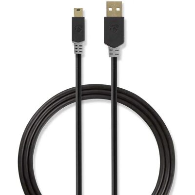 Nedis USB-kabel 2m - USB 2.0, Guldpläterad, Antracit - USB-kabel Nedis USB-kabel 2m - USB 2.0, Guldpläterad, Antracit - USB-kabel