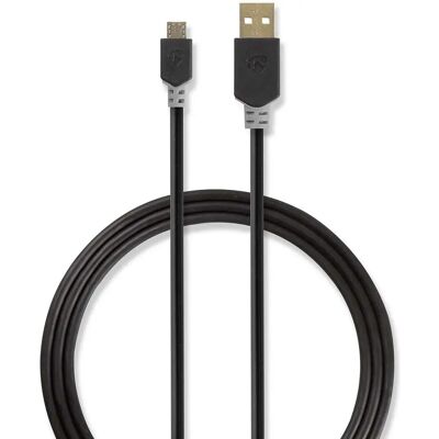 Nedis CCBW60500AT20 USB-kaapeli - USB 2.0 - 2 m - Musta Nedis CCBW60500AT20 USB-kaapeli - USB 2.0 - 2 m - Musta