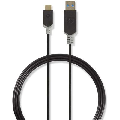 Nedis USB-kabel - 1m, USB 3.2 Gen 1, USB-A till USB-C, 60W, Guldpläterad Nedis USB-kabel - 1m, USB 3.2 Gen 1, USB-A till USB-C, 60W, Guldpläterad
