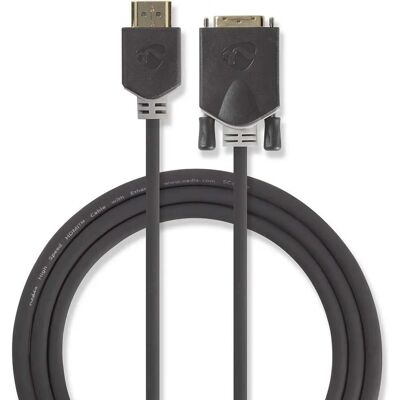 Nedis CCBW34800AT20 Video Kaapeli Adapteri - 2m HDMI to DVI-D - Anthracite Nedis CCBW34800AT20 Video Kaapeli Adapteri - 2m HDMI to DVI-D - Anthracite