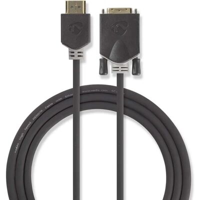 Nedis CCBW34800AT20 Video Kaapeli Adapteri - 2m HDMI to DVI-D - Anthracite Nedis CCBW34800AT20 Video Kaapeli Adapteri - 2m HDMI to DVI-D - Anthracite
