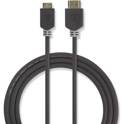 Nedis CVBW34500AT20 HDMI-kabel - 2m - Antrasit - High Speed HDMI med Ethernet Nedis CVBW34500AT20 HDMI-kabel - 2m - Antrasit - High Speed HDMI med Ethernet