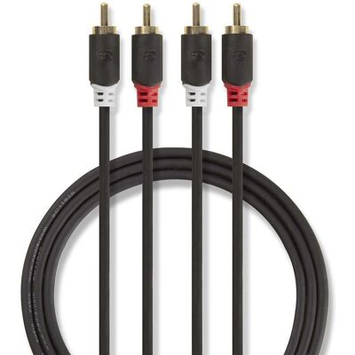 Nedis Kompakt Stereo-Audiokabel - 3m - RCA - Anthrazit Nedis Kompakt Stereo-Audiokabel - 3m - RCA - Anthrazit