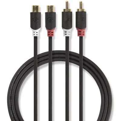 Nedis Stereo Äänikaapeli - 2m RCA Kultaiset Pistorasiat Nedis Stereo Äänikaapeli - 2m RCA Kultaiset Pistorasiat