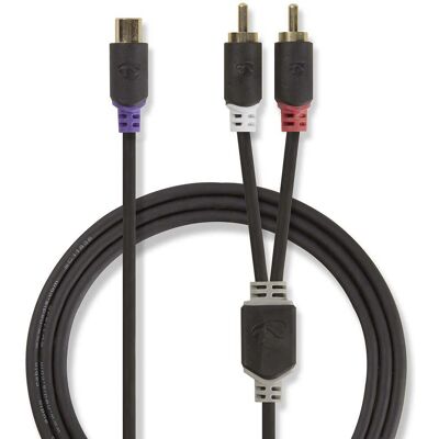 Nedis Audiokabel - 0,2 m - 2 x RCA - Anthrazit - Audiokabel Nedis Audiokabel - 0,2 m - 2 x RCA - Anthrazit - Audiokabel