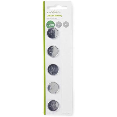 Nedis Batteria al Litio CR2016 - 3V, Confezione da 5, Argento - Batteria Nedis Batteria al Litio CR2016 - 3V, Confezione da 5, Argento - Batteria