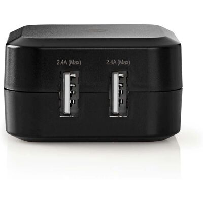 Nedis Väggladdare - 24W - Snabbladdning - 2 USB-A - Svart Nedis Väggladdare - 24W - Snabbladdning - 2 USB-A - Svart