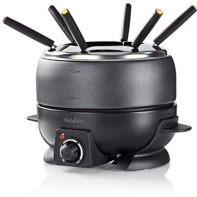 Nedis Ensemble de Fondue Noir - 6 Personnes - 2.3L - Température Réglable - 800W - Publicité Nedis Ensemble de Fondue Noir - 6 Personnes - 2.3L - Température Réglable - 800W - Publicité
