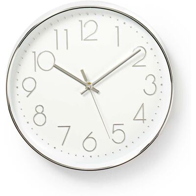 Nedis Silver Wall Clock - 30cm Quartz Decor Nedis Silver Wall Clock - 30cm Quartz Decor