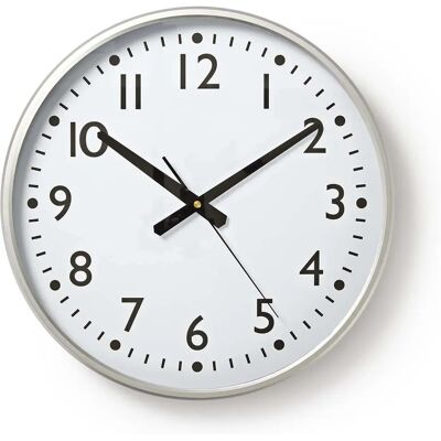 Reloj de Pared Nedis - Diámetro 38 cm - Plástico - Plata/Blanco Reloj de Pared Nedis - Diámetro 38 cm - Plástico - Plata/Blanco