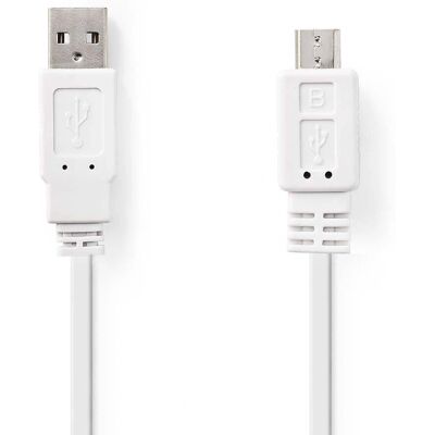 Nedis CCGP60410WT10 USB Kaapeli - 1m, Valkoinen, Tasainen, USB 2.0 Nedis CCGP60410WT10 USB Kaapeli - 1m, Valkoinen, Tasainen, USB 2.0