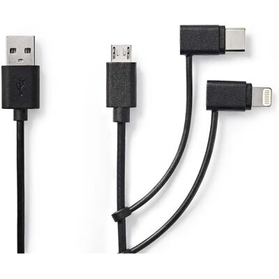 Nedis USB Kabel - 3-in-1 Zwart - 1m Nedis USB Kabel - 3-in-1 Zwart - 1m