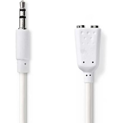 Nedis valkoinen stereo äänikaapeli - 0,2 m 3,5 mm uros ja naaras Nedis valkoinen stereo äänikaapeli - 0,2 m 3,5 mm uros ja naaras