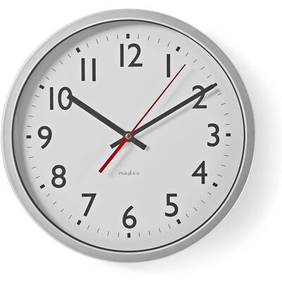 Nedis Model CLWA110WT Quartz Wall Clock 12 Inch Silver White Nedis Model CLWA110WT Quartz Wall Clock 12 Inch Silver White