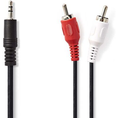Nedis Stereo-Audiokabel - 2 m, 3,5 mm auf RCA, Schwarz Nedis Stereo-Audiokabel - 2 m, 3,5 mm auf RCA, Schwarz