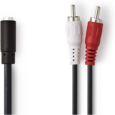 Nedis stereo äänikaapeli - 0,2 m - 2x RCA, 3,5 mm naimainen - Musta Nedis stereo äänikaapeli - 0,2 m - 2x RCA, 3,5 mm naimainen - Musta
