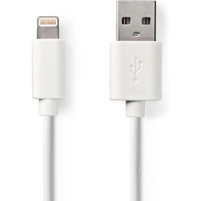 Nedis Lightning Kabel - 1m Vit - USB 2.0 Lightning, 8-polig Nedis Lightning Kabel - 1m Vit - USB 2.0 Lightning, 8-polig