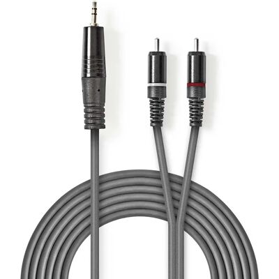 Nedis COTH22200GY15 Audiokabel - 1,5 m 3,5 mm auf RCA Grau Nedis COTH22200GY15 Audiokabel - 1,5 m 3,5 mm auf RCA Grau