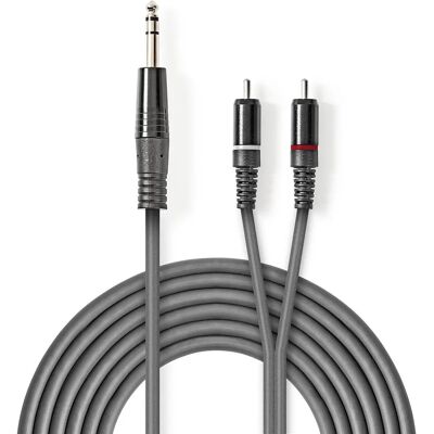 Nedis COTH23300GY30 Dunkelgraues Audiokabel - 3 m, 6,35 mm auf 2x RCA Nedis COTH23300GY30 Dunkelgraues Audiokabel - 3 m, 6,35 mm auf 2x RCA