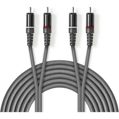 Nedis COTH24200GY50 Audiokabel - 5 m - RCA - Grau Nedis COTH24200GY50 Audiokabel - 5 m - RCA - Grau