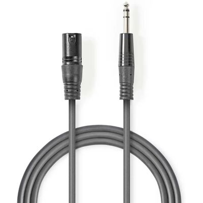 Nedis Audiokabel - 5m, XLR 3-pol, 6,35mm Klinke, Grau - Audiokabel Nedis Audiokabel - 5m, XLR 3-pol, 6,35mm Klinke, Grau - Audiokabel