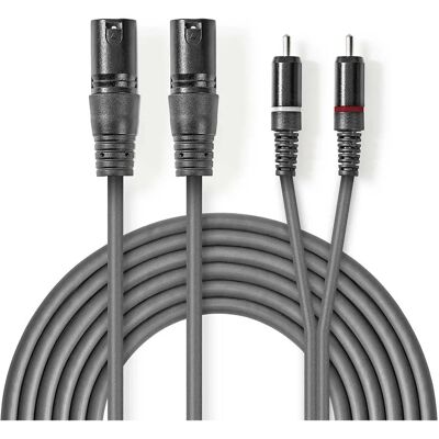 Nedis Balanced Audio Cable - 1,5 m - XLR RCA - Grau Nedis Balanced Audio Cable - 1,5 m - XLR RCA - Grau