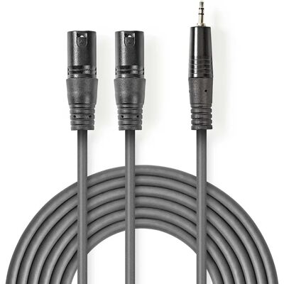 Nedis Ausgewogener Audiokabel - 1,5m - Grau - XLR 3-polig - 3,5mm Klinke - Audiokabel Nedis Ausgewogener Audiokabel - 1,5m - Grau - XLR 3-polig - 3,5mm Klinke - Audiokabel