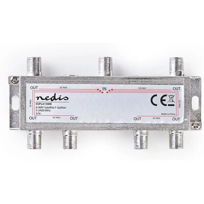 Diviseur Satellite Nedis - 5-2400 MHz - 6 Sorties - Argent Diviseur Satellite Nedis - 5-2400 MHz - 6 Sorties - Argent