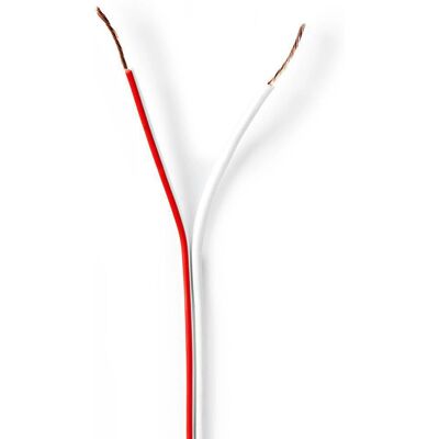 Nedis 100m Audiokabel - Wit & Rood - Stereo, Rond, PVC Nedis 100m Audiokabel - Wit & Rood - Stereo, Rond, PVC