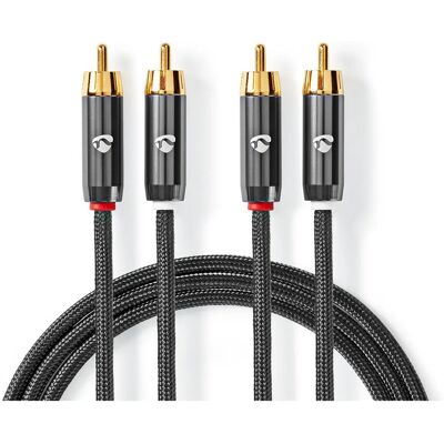 Kabel audio Nedis - 1m, Szary, RCA, Złocony Kabel audio Nedis - 1m, Szary, RCA, Złocony
