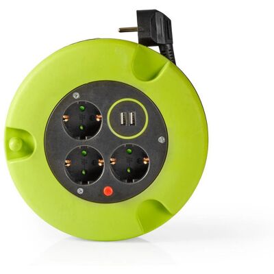 Forlengelseskabel - 5m, 3 Kontakter, 2 USB - Svart Forlengelseskabel - 5m, 3 Kontakter, 2 USB - Svart