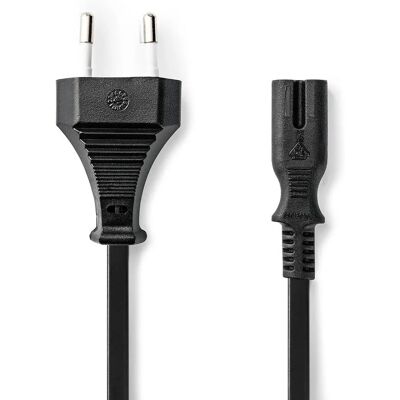 Nedis Virtalähdekaapeli - 2m IEC 320 C7 Tasainen Musta Nedis Virtalähdekaapeli - 2m IEC 320 C7 Tasainen Musta