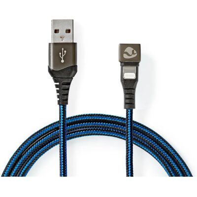 Nedis Lightning-kabel - 1m Svart, Blå - Data och Laddning Nedis Lightning-kabel - 1m Svart, Blå - Data och Laddning