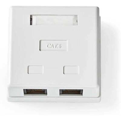 Nedis Hvitt Cat6 Nettverk Veggboks med 2 RJ45-porter Nedis Hvitt Cat6 Nettverk Veggboks med 2 RJ45-porter